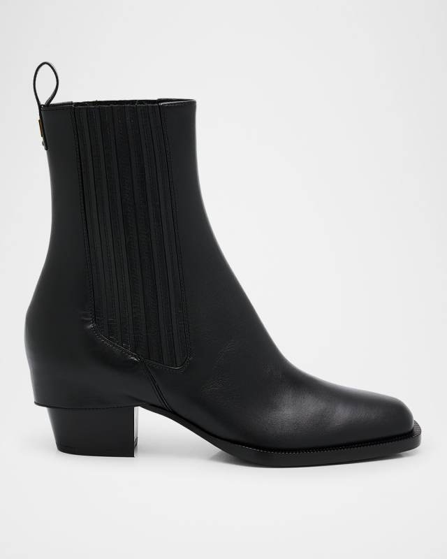 Almond-Toe Calf Leaher Boots